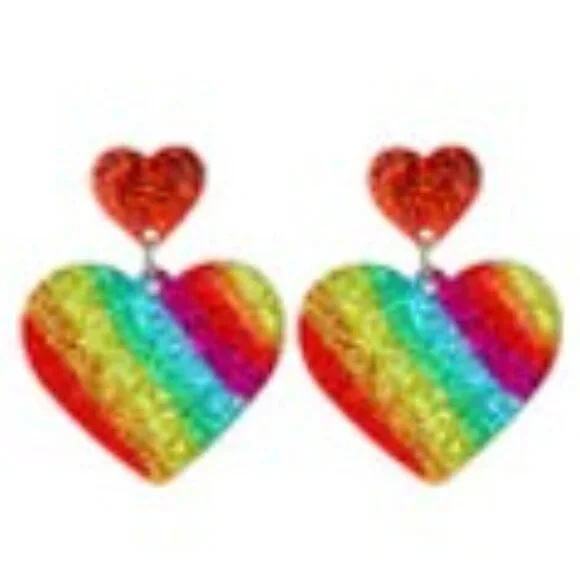 2 pairs! Rainbow Flag Festival Shine Bright Love Acrylic Color Tassel Earrings - Picture 4 of 5